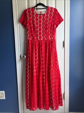 LIKE NEW Anthropologie Waverly Grey Remi Lace Maxi Dress Size 6 Red Holiday